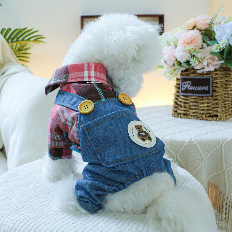 1 tk Lemmikloomarõivad Kevad- ja sügisrõõmsad kauboi nelja jalaga rihmapüksid, mis sobivad väikestele ja keskmise suurusega koertele