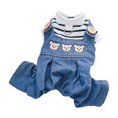 Kombinezon za kućne ljubimce s okruglim izrezom, preslatkim prstenom za vuču, crtanim uzorkom medvjeda, ljubimac, mačka, pas, traper kombinezon Proljetno/ljetna odjeća