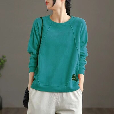 Casual γυναικεία νέα ρούχα Φαρδιά μακρυμάνικα μπλούζες μόδας άνοιξης φθινοπώρου Μασίφ κορεατικά πουλόβερ με λαιμόκοψη πολυχρηστικό τοπ