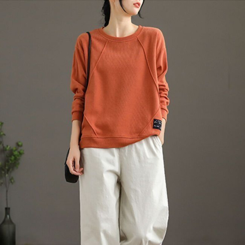 Casual γυναικεία νέα ρούχα Φαρδιά μακρυμάνικα μπλούζες μόδας άνοιξης φθινοπώρου Μασίφ κορεατικά πουλόβερ με λαιμόκοψη πολυχρηστικό τοπ