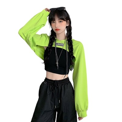 Ženska izrezana majica s kapuljačom i dugim rukavima, pulover s kapuljačom, majica s kapuljačom na spuštena ramena, spuštena majica s kapuljačom