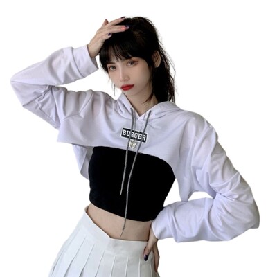 Ženska izrezana majica s kapuljačom i dugim rukavima, pulover s kapuljačom, majica s kapuljačom na spuštena ramena, spuštena majica s kapuljačom