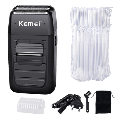 Aparat de ras Kemei, reîncărcabil, fără fir, pentru bărbați, cu lamă dublă, aparat de ras pentru barbă, pentru îngrijirea feței, aparat de tuns puternic multifuncțional KM-1102