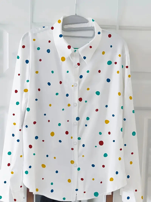 Moodne pikkade varrukatega särk naiste topid ja pluusid 2024. aasta kevadsügis vabaaja nööbid kontori naiste särgid naistele