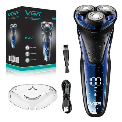 Aparat de ras electric rotativ cu cap plutitor VGR 3D original pentru barbati, rezistent la apa, aparat de ras electric pentru fata, reincarcabil