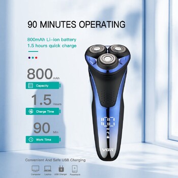 VGR Beard Shaver Electric Beard Trimmer Professional Face Shaver IPX7 Αδιάβροχο Ασφαλές Ασύρματο ξυριστικό για άνδρες V-306