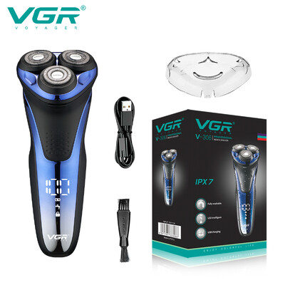 Aparat de ras pentru barba VGR Trimmer electric pentru barba Aparat de ras profesional pentru fata IPX7 Aparat de ras cu fir de siguranta rezistent la apa pentru barbati V-306
