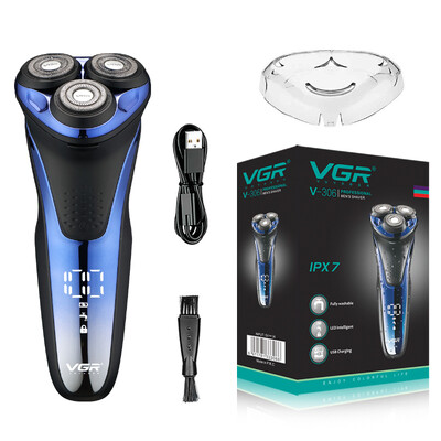VGR Beard Shaver Electric Beard Trimmer Professional Face Shaver IPX7 Αδιάβροχο Ασφαλές Ασύρματο ξυριστικό για άνδρες V-306