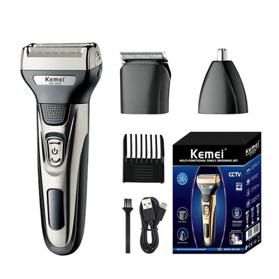 Kemei KM-1429 3 u 1 električni brijač za bradu, profesionalni trimer za nos, odvojiva oštrica, muški višenamjenski stroj za šišanje