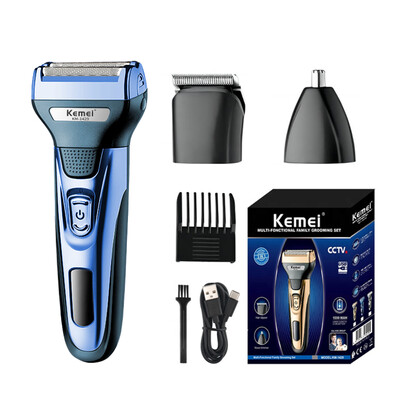 Kemei KM-1429 3 u 1 električni brijač za bradu, profesionalni trimer za nos, odvojiva oštrica, muški višenamjenski stroj za šišanje