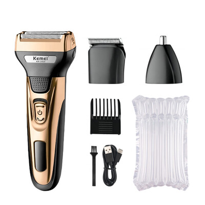 Kemei KM-1429 3 u 1 električni brijač za bradu, profesionalni trimer za nos, odvojiva oštrica, muški višenamjenski stroj za šišanje