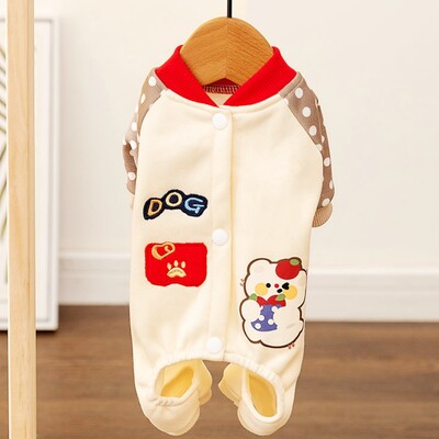 Slatki prugasti kombinezoni za pse Modna odjeća za pse Zimske tople pidžame za štene Mekani kombinezoni za mačke Odjeća za čivavu Kostimi za kućne ljubimce