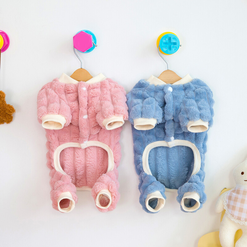 Pas Plišani kombinezon s mjehurićima na kockice Odjeća za kućne ljubimce Male mačke Jesen i zima Topla plišana odjeća s četiri noge