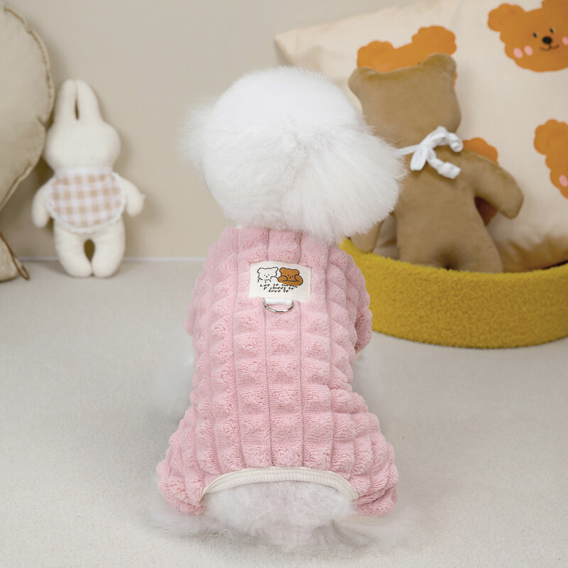 Pas Plišani kombinezon s mjehurićima na kockice Odjeća za kućne ljubimce Male mačke Jesen i zima Topla plišana odjeća s četiri noge