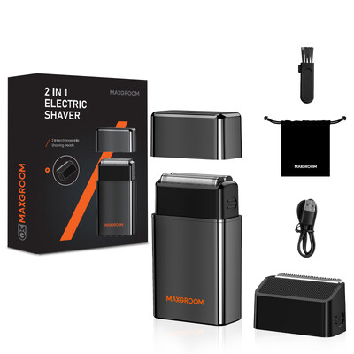 MAXGROOM 2 u 1 električni brijač za muškarce Brijač s folijom Brijač za bradu Punjivi električni brijač Trimer za bradu Uklanjanje dlačica s lica