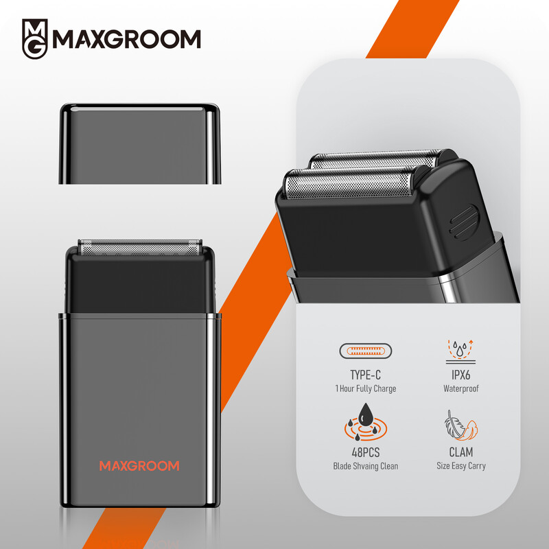 MAXGROOM 2 u 1 električni brijač za muškarce Brijač s folijom Brijač za bradu Punjivi električni brijač Trimer za bradu Uklanjanje dlačica s lica