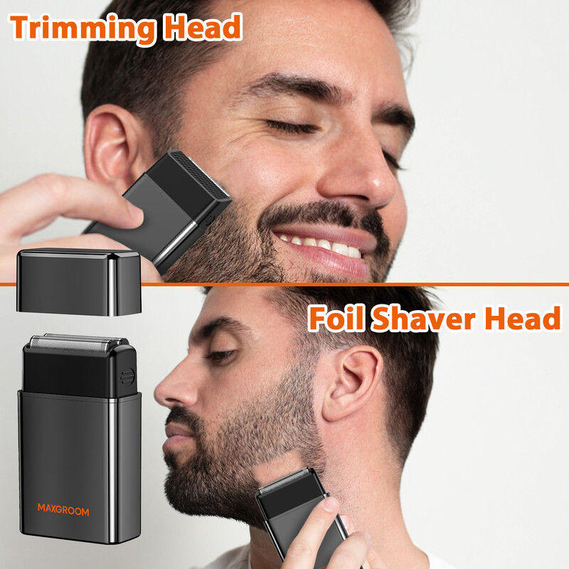 MAXGROOM 2 u 1 električni brijač za muškarce Brijač s folijom Brijač za bradu Punjivi električni brijač Trimer za bradu Uklanjanje dlačica s lica