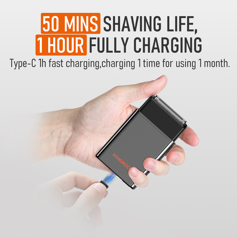 MAXGROOM 2 u 1 električni brijač za muškarce Brijač s folijom Brijač za bradu Punjivi električni brijač Trimer za bradu Uklanjanje dlačica s lica