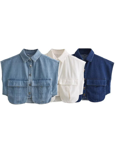 Willshela Moda pentru femei, cu buzunare, jachete fără mâneci, cu un singur piept, veste, vintage, cu rever, maiuri pentru femei