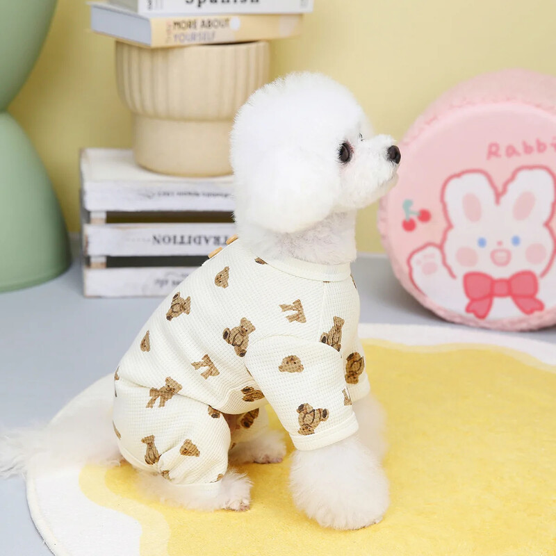 INS Kevad/suvised lemmikloomade vahvlipaagiga koerte neljajalgsed riided Lemmikloomarõivad Kassikoera riided Väikese karu neljajalgsed koduriided