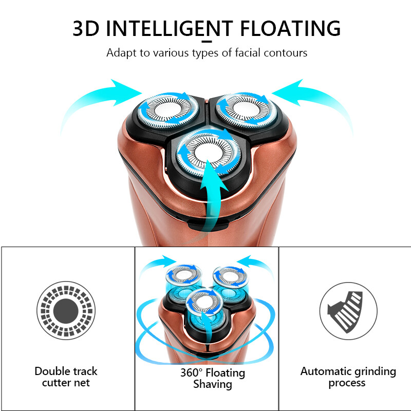 Snažni bežični LCD električni brijač 3D plutajući električni brijač za mokru suhu bradu punjivi aparat za brijanje lica za muškarce