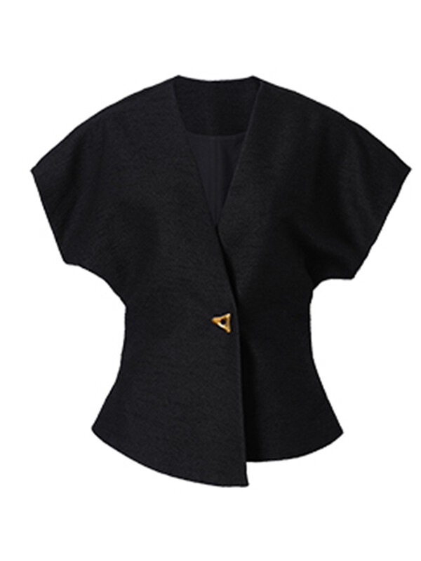 TWOTWINSTYLE ebaregulaarsed õhukesed mantlid naistele V-kaelusega varrukateta, nööbiga täismantlid, naiste rõivastiil 2023 kevad uus