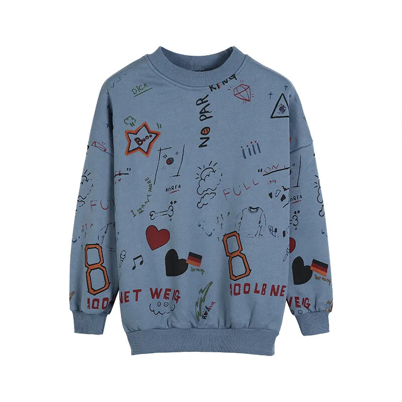 Ženske majice s kratkim rukavima Puloveri s grafitima Široki dugi rukavi Ženska modna ulična odjeća 2024. Proljeće Jesen Ležerne majice s kapuljačom