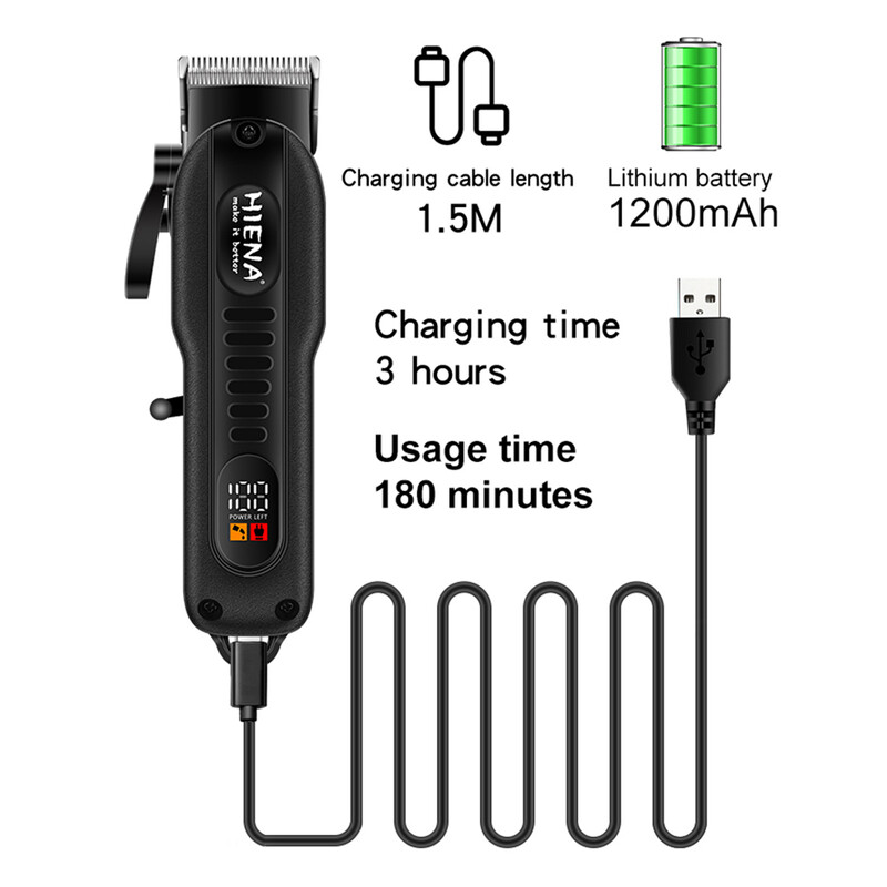 HIENA Trimer za bradu Brijaći aparati Set za šišanje za muškarce Stroj za šišanje USB Punjive brijačke aparate za profesionalno šišanje