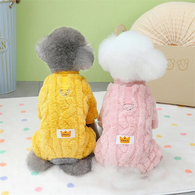 Salopetă din fleece pentru câini de companie pentru cățeluș mic, mediu, iarnă, pijamale calde, haină Chihuahua, costum de buldog francez, ținute Yorkie