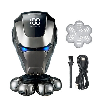 5-U-1 Muški punjivi električni brijač za ćelavu glavu 7D plutajuća oštrica Glava Brada Nos Uho Trimer za dlake Brijač Brijač Četka za lice