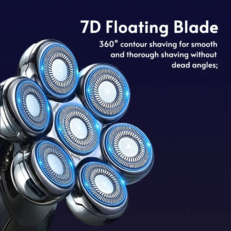 5-U-1 Muški punjivi električni brijač za ćelavu glavu 7D plutajuća oštrica Glava Brada Nos Uho Trimer za dlake Brijač Brijač Četka za lice