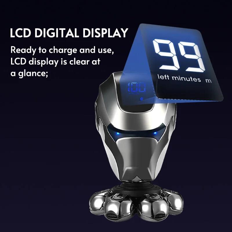 5-U-1 Muški punjivi električni brijač za ćelavu glavu 7D plutajuća oštrica Glava Brada Nos Uho Trimer za dlake Brijač Brijač Četka za lice