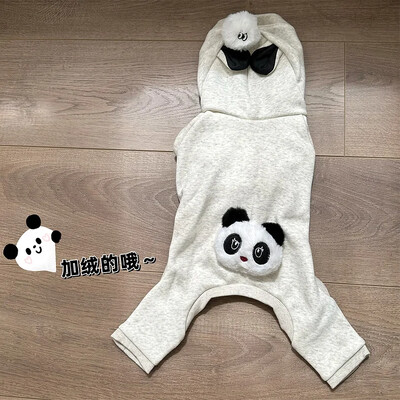 Slatka panda plišana elastična majica s kapuljačom na četiri noge Kućna majica s kapuljačom s kuglicama dlaka Kombinacija na četiri noge Teddy Šnaucer Odjeća Psa Pidžama Štene