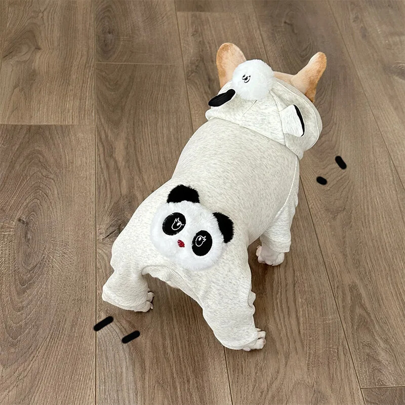 Slatka panda plišana elastična majica s kapuljačom na četiri noge Kućna majica s kapuljačom s kuglicama dlaka Kombinacija na četiri noge Teddy Šnaucer Odjeća Psa Pidžama Štene