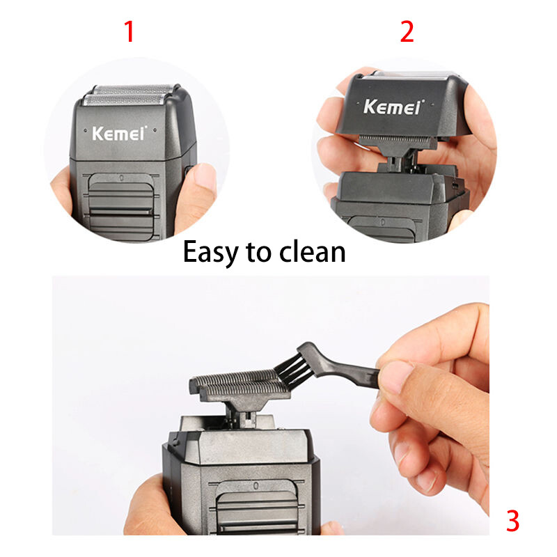 Kemei punjivi bežični aparat za brijanje za muškarce s dvostrukom oštricom, brijač za bradu, brijač za njegu lica, višenamjenski snažni trimer KM-1102