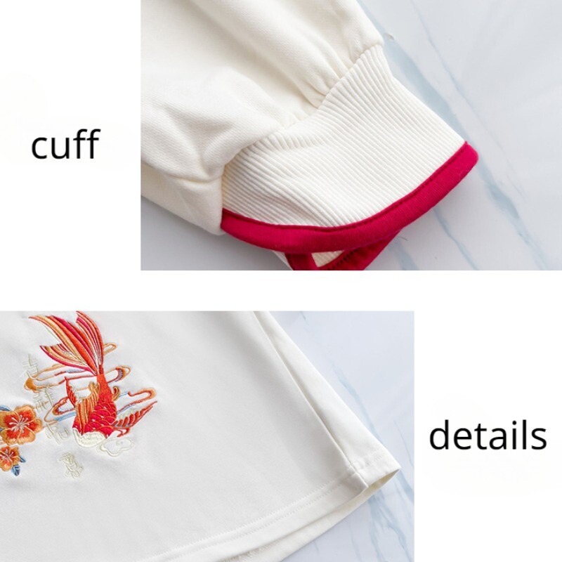 Majice s kapuljačom Ženske majice s kineskim čvorovima s vezom s kićankama Opuštene vrećaste elegantne ženske jesensko-zimske šik temperamenta