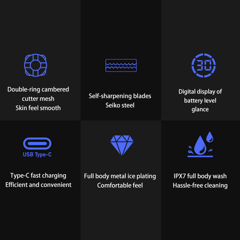 Μίνι ηλεκτρική ξυριστική μηχανή για άνδρες Φορητό μαχαίρι γενειάδας TYPE-C Ξυριστικές τρίχες φόρτισης Ξυράφι προσώπου με ψηφιακή οθόνη ισχύος