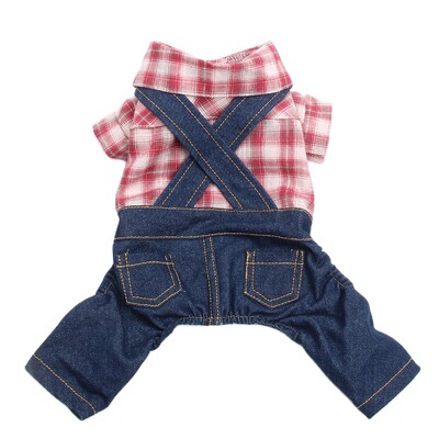 Dječak, pas, mačka, kombinezon, štence, karirani dizajn, majice za štene za kućne ljubimce, odjeća za proljeće/ljeto, odjeća