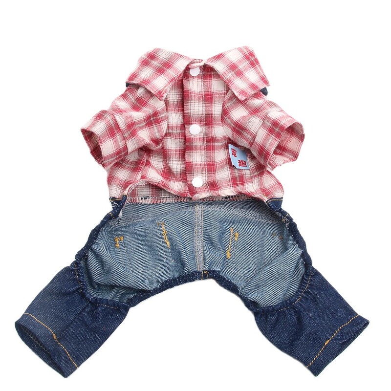 Dječak, pas, mačka, kombinezon, štence, karirani dizajn, majice za štene za kućne ljubimce, odjeća za proljeće/ljeto, odjeća