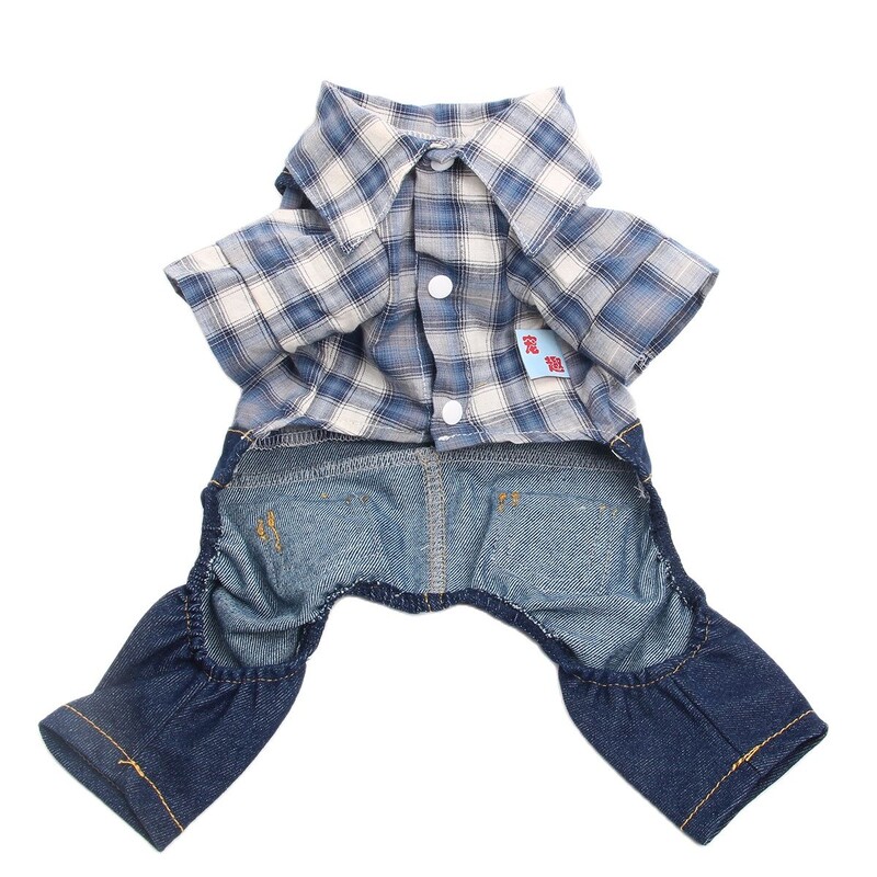 Dječak, pas, mačka, kombinezon, štence, karirani dizajn, majice za štene za kućne ljubimce, odjeća za proljeće/ljeto, odjeća