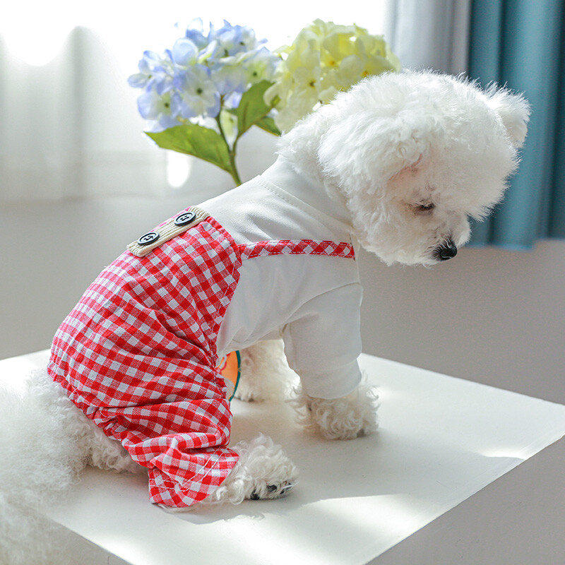 PETCIRCLE Odjeća za pse Karirani kombinezoni za male srednje pse Štene Mačka Proljeće Ljeto Odjeća za kućne ljubimce Kostim za pse Oprema za kućne ljubimce Kaput