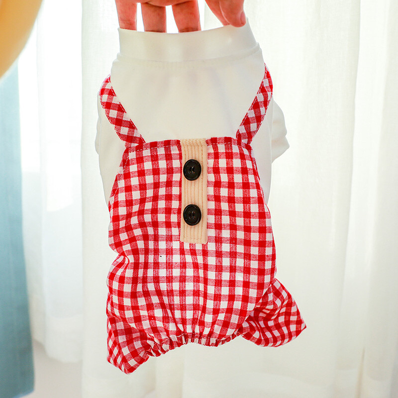PETCIRCLE Odjeća za pse Karirani kombinezoni za male srednje pse Štene Mačka Proljeće Ljeto Odjeća za kućne ljubimce Kostim za pse Oprema za kućne ljubimce Kaput