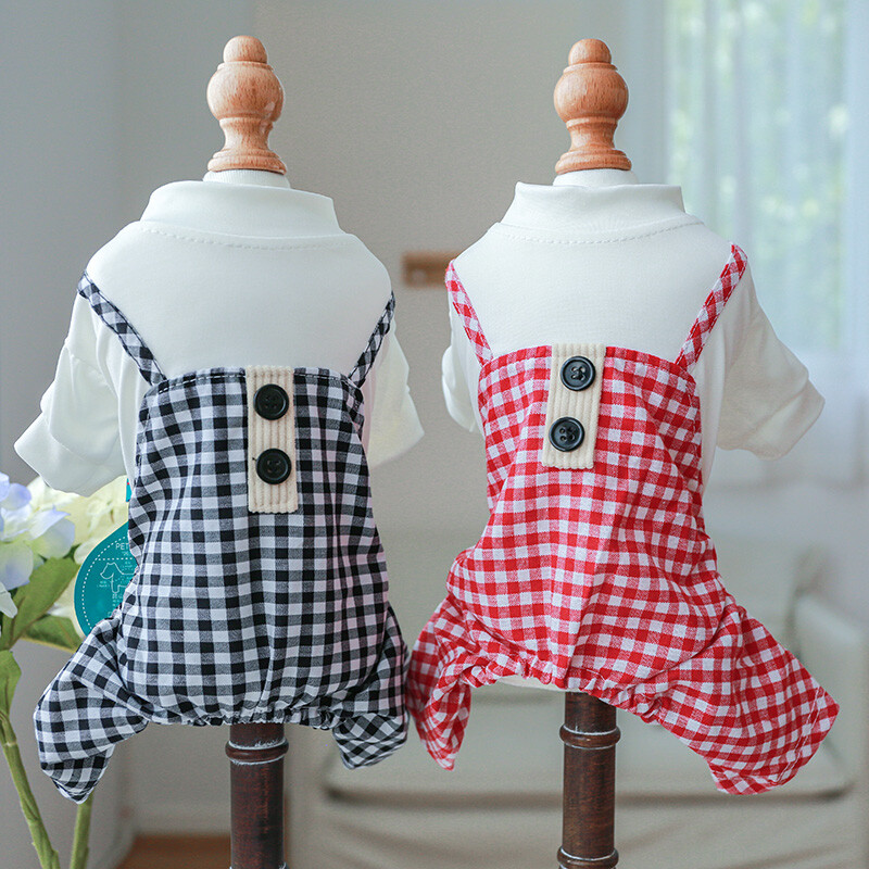 PETCIRCLE Odjeća za pse Karirani kombinezoni za male srednje pse Štene Mačka Proljeće Ljeto Odjeća za kućne ljubimce Kostim za pse Oprema za kućne ljubimce Kaput