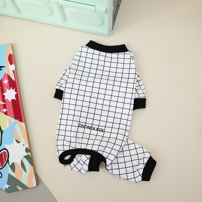 Modna crno-bijela karirana odjeća za pse Teddy Nova četveronožna odjeća za male pse Ležerni kombinezoni Ljetna prozračna odjeća