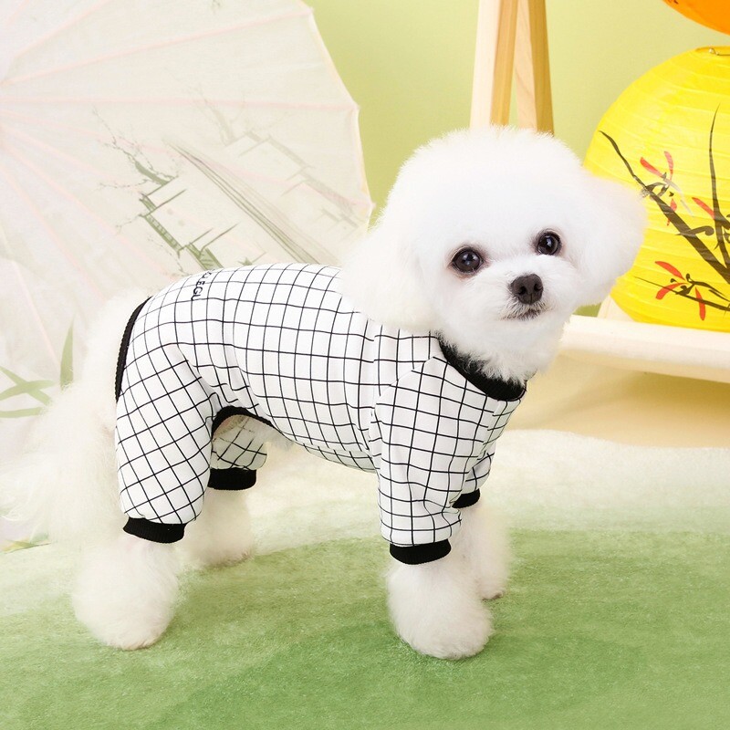 Modna crno-bijela karirana odjeća za pse Teddy Nova četveronožna odjeća za male pse Ležerni kombinezoni Ljetna prozračna odjeća