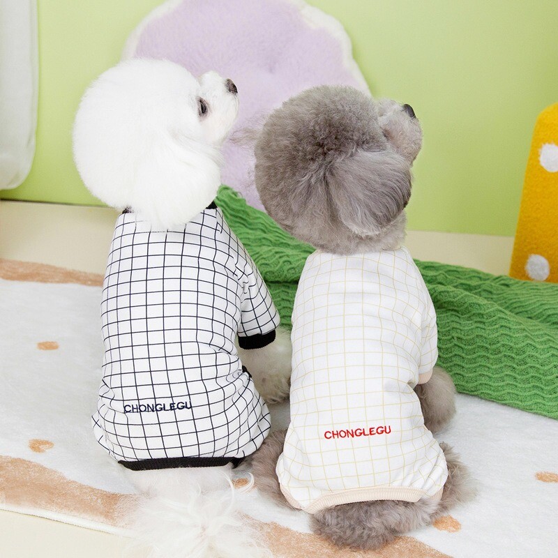 Modna crno-bijela karirana odjeća za pse Teddy Nova četveronožna odjeća za male pse Ležerni kombinezoni Ljetna prozračna odjeća