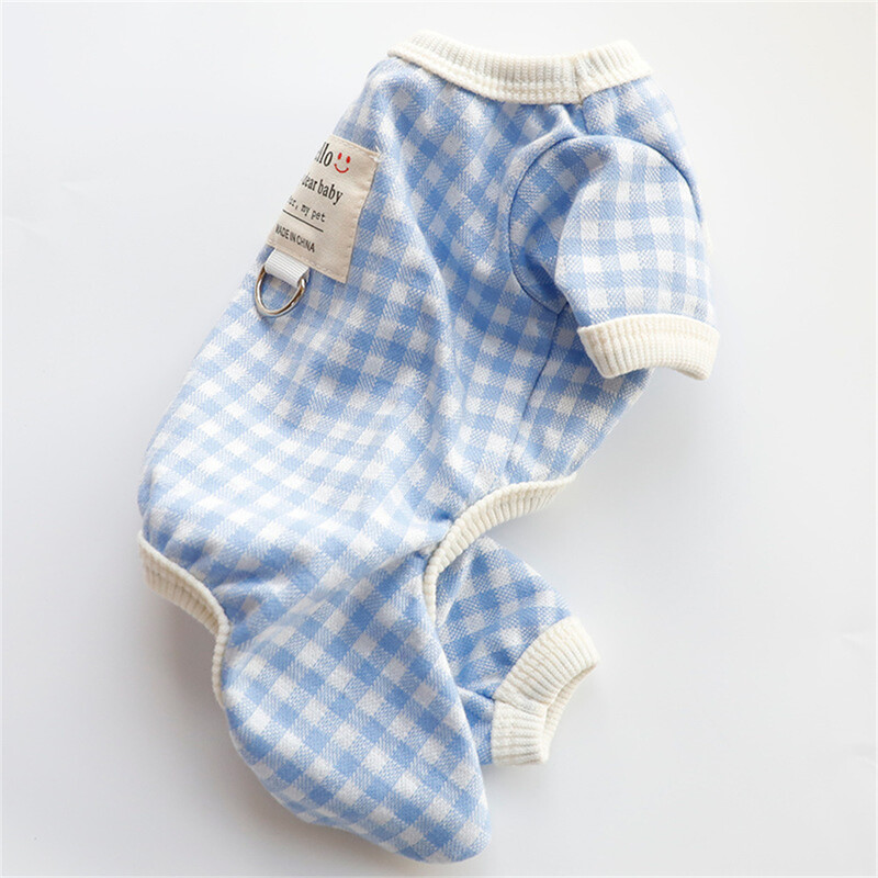 Klasična karirana odjeća za kućne ljubimce Proljetno-jesenski kombinezoni za pse s D-prstenom za male pse Kombinezoni za štene Chihuahua jazavčar pijama chien