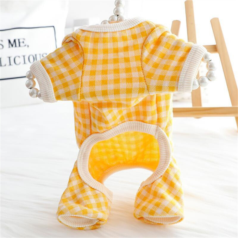 Klasična karirana odjeća za kućne ljubimce Proljetno-jesenski kombinezoni za pse s D-prstenom za male pse Kombinezoni za štene Chihuahua jazavčar pijama chien