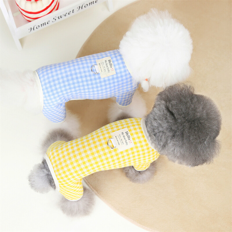 Klasična karirana odjeća za kućne ljubimce Proljetno-jesenski kombinezoni za pse s D-prstenom za male pse Kombinezoni za štene Chihuahua jazavčar pijama chien