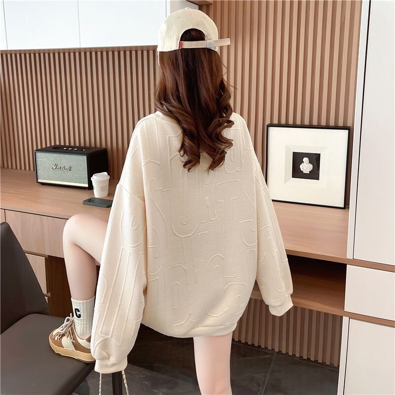 Modni Sweatshirts s O-izrezom i vezom Slovo iz crtića Ženska odjeća Jesen 2024. Nove velike ležerne majice Sweatshirts za sve